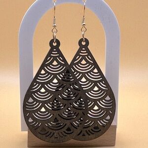 Beautiful carved wooden earrings